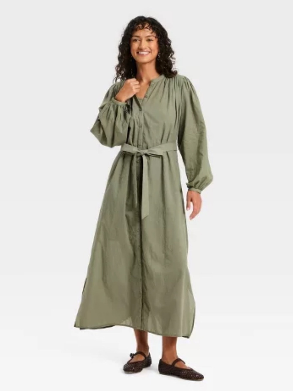 Universal Thread Olive Tie-Waist Maxi Dress